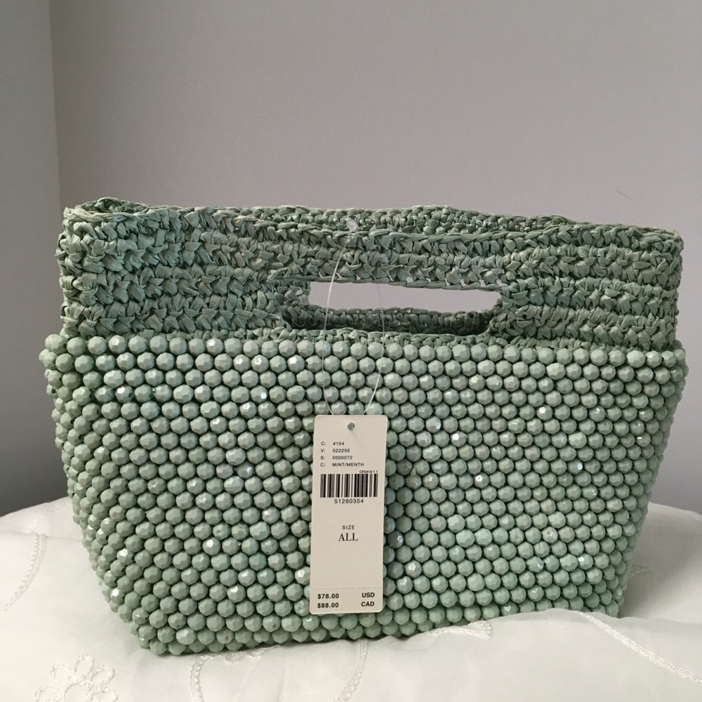 Anthropologie Mint Green Beaded Handbag - Women